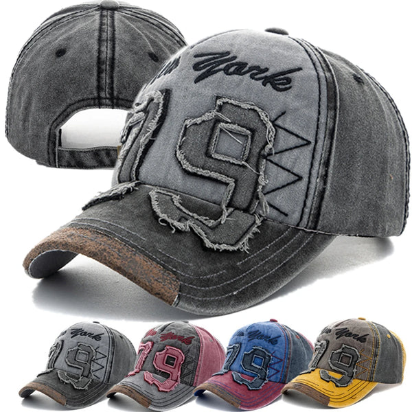 Vintage Washed Cotton Baseball Cap with Letter Embroidery