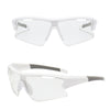 Clear white sports sunglasses with gray accents for cycling and outdoor activities