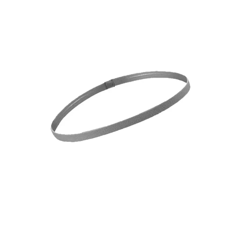 A gray elastic sports headband is shown lying flat.