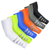 Eine Sammlung von UV-Schutz-Kühl-Armschläuchen in Schwarz, Grau, Orange und Blau.