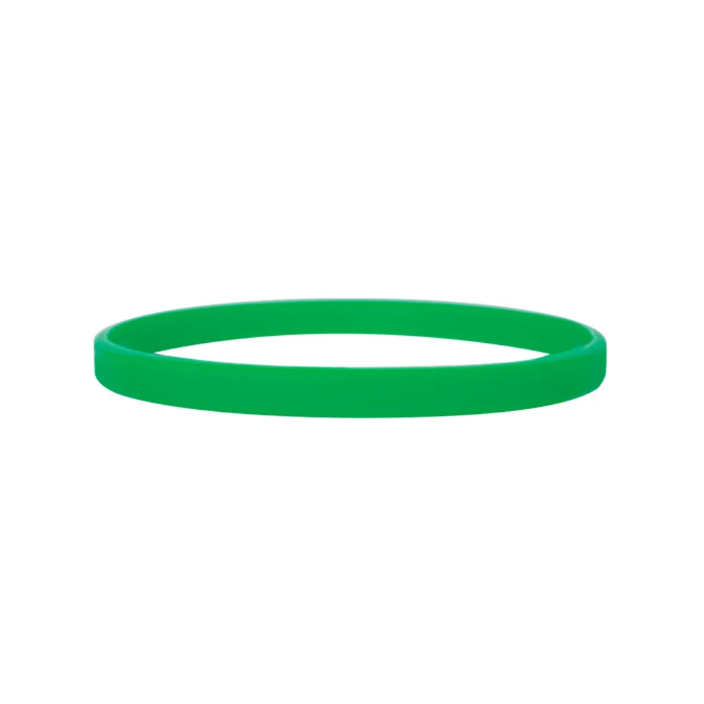A bright green silicone wristband for fitness or fashion.