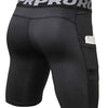 Shorts deportivos de compresión para hombres negros con banda morada