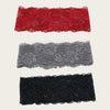 Tres capas de diademas de encaje en rojo, gris y negro para fitness y yoga