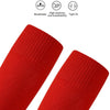 Two red high-density compression knitting sleeves shown against a white background.