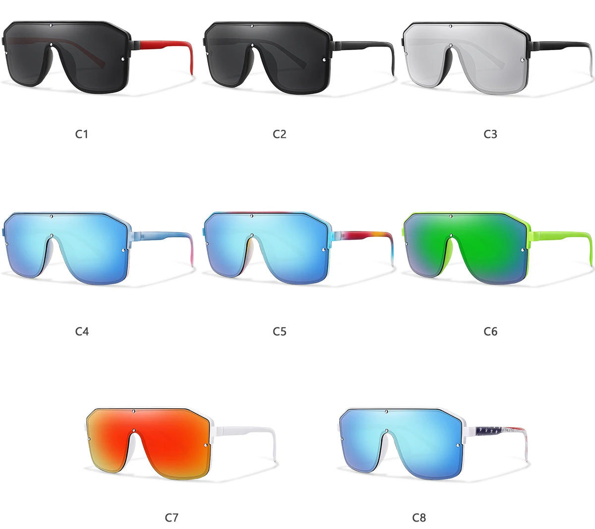 Square Frame Sunglasses for Men and Women — UV Protection for Sports and Driving