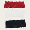 Tres diademas de encaje negro, rojo y blanco para fitness y yoga