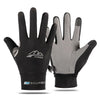 A pair of black and gray sports gloves for sun protection and ice silk use.