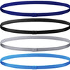 Ein Set von vier Unisex-Elastik-Sport-Headbands in Blau, Schwarz, Grau und leuchtendem Blau.