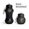 Black basketball with a silicone sports water bottle cap and mesh texture