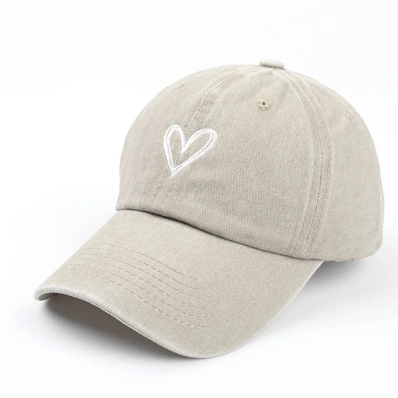 Peach Heart Embroidered Baseball Cap