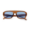 Vintage oversized square sunglasses with brown tortoiseshell frames and blue-tinted lenses
