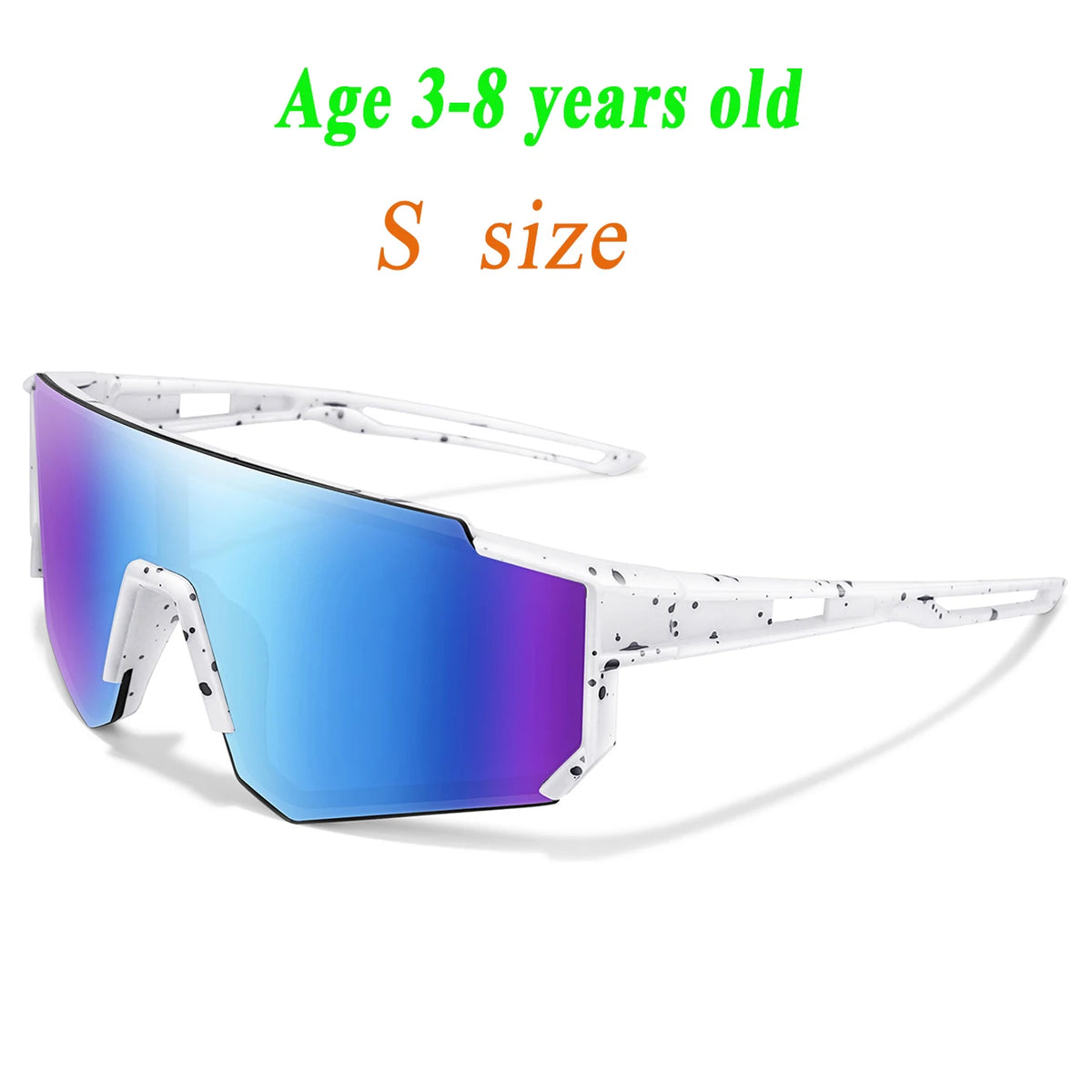 A pair of purple and blue gradient UV protection baseball sunglasses for children.