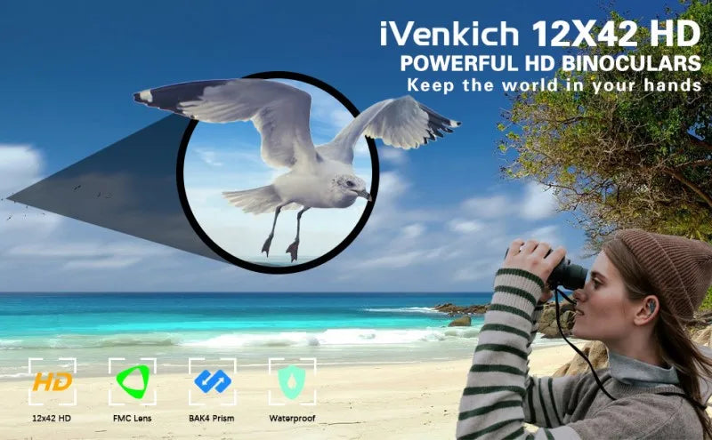 12x42 High-Powered Binoculars with BAK4 Prism