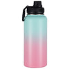 زجاجة رياضية من الفولاذ المقاوم للصدأ معزولة وطويلة بتدرج لوني من الأزرق الفاتح إلى الوردي.