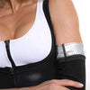 Close-up of a woman wearing black slimming arm shaper sleeves on her upper arm.