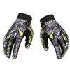 A pair of black and neon yellow full-finger motocross and off-road cycling gloves.