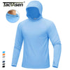 Hellblaue Herrenlangarm-UV-Schutz-Hoodie mit Kapuze