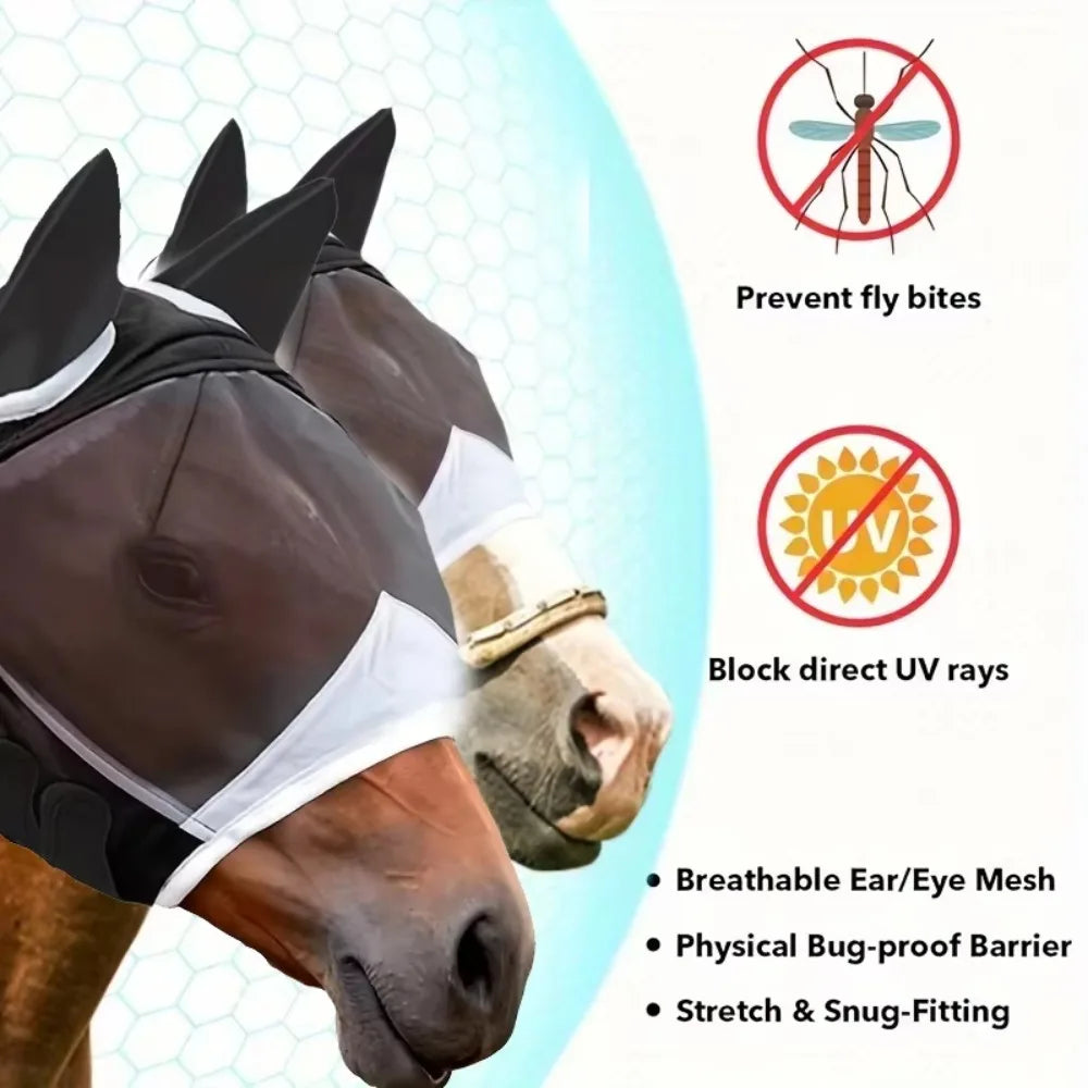 Breathable Horse Fly Mask with Adjustable Mesh