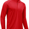 A red men's lightweight UV protection long sleeve shirt shown in a front view.