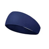 A navy blue elastic sports headband shown from the side.