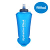 A clear blue durable TPU sports water bottle with a cap, shown against a white background.