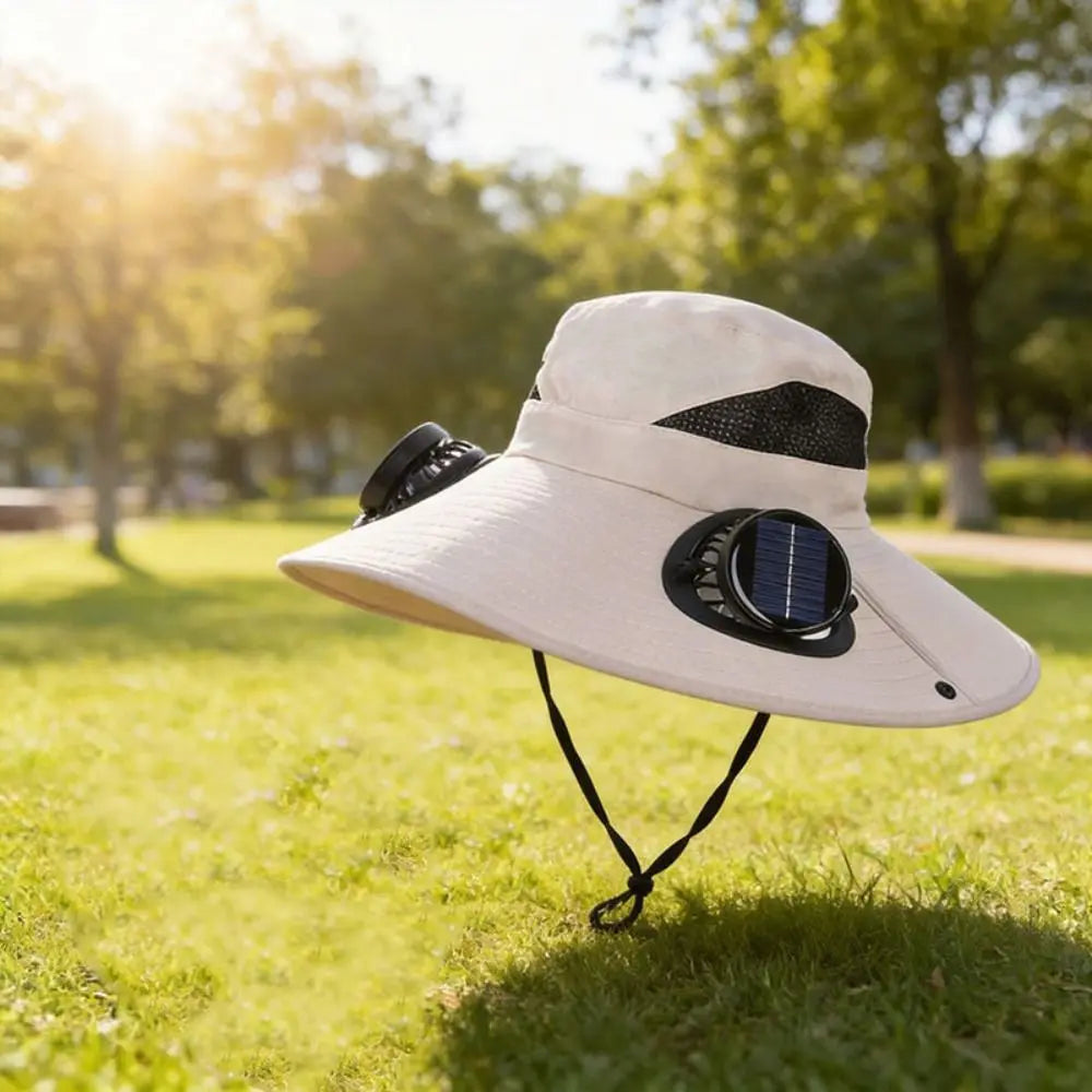 Solar-Powered Cooling Fan Hat with UV Protection