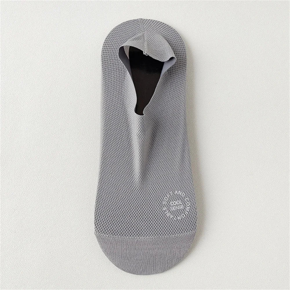 Chaussettes en maille antidérapantes grises pour hommes, vue de dessus