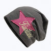 Embroidered Star-Patch Beanie Hat