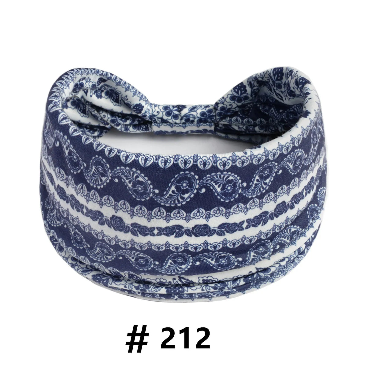 Navy blue and white patterned boho cotton turban headband