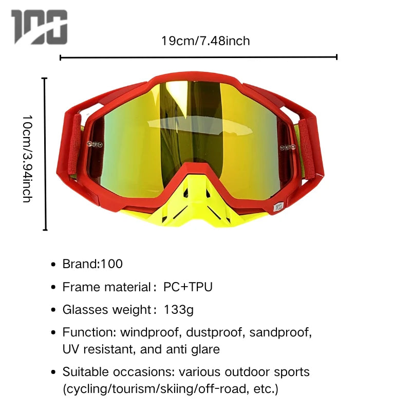 Classic Red Motorcycle Goggles with HD Lens