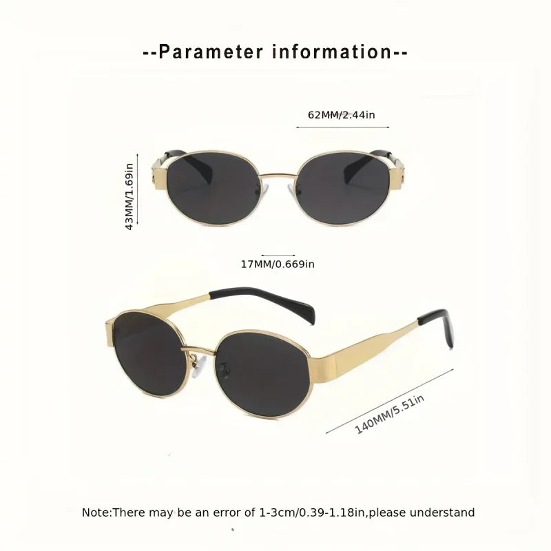 Classic Oval Metal Sunglasses with UV400 Protection