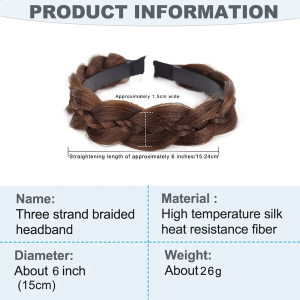 Un bandeau tressé marron à trois brins, avec une longueur de lissage d'environ 15 cm.
