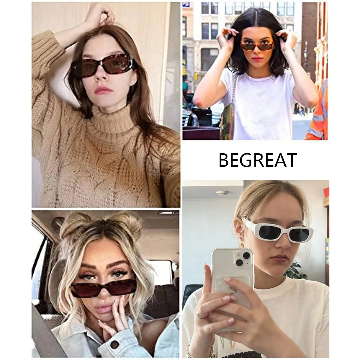 Retro Rectangle Sunglasses with UV400 Protection