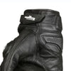 Black genuine leather motorcycle riding gloves shown in a close-up view.
