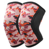 Pair of camouflage patterned knee sleeves for weightlifting and squats