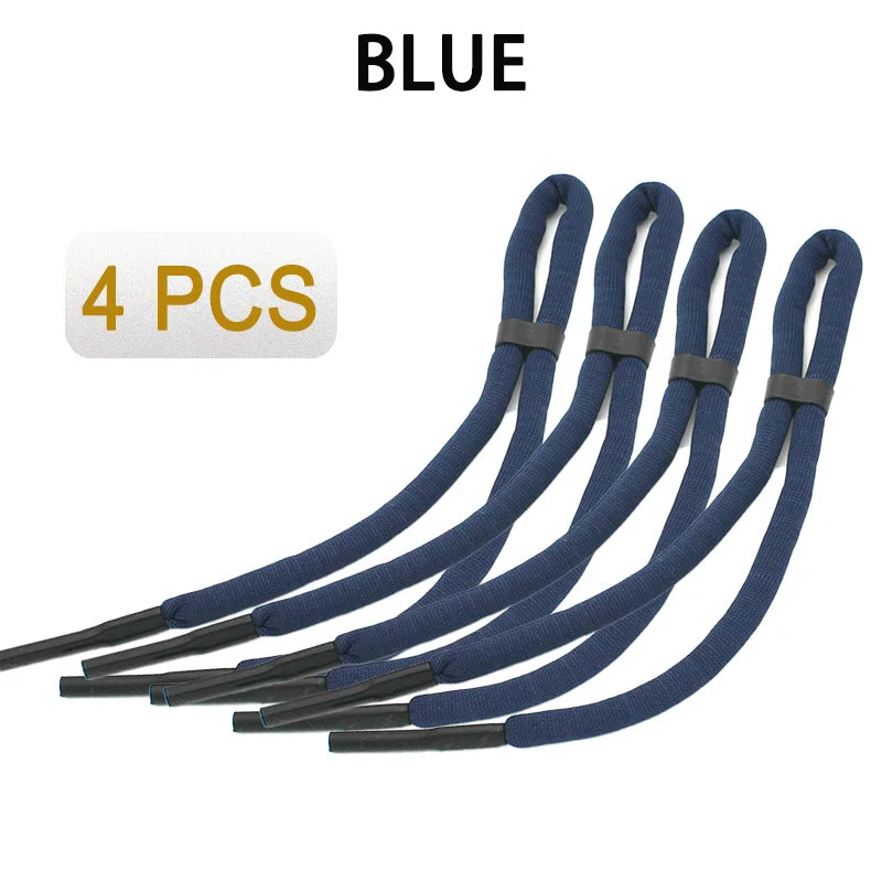 Four blue floating eyewear straps for water sports