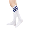 Calcetines altos blancos con rayas azules