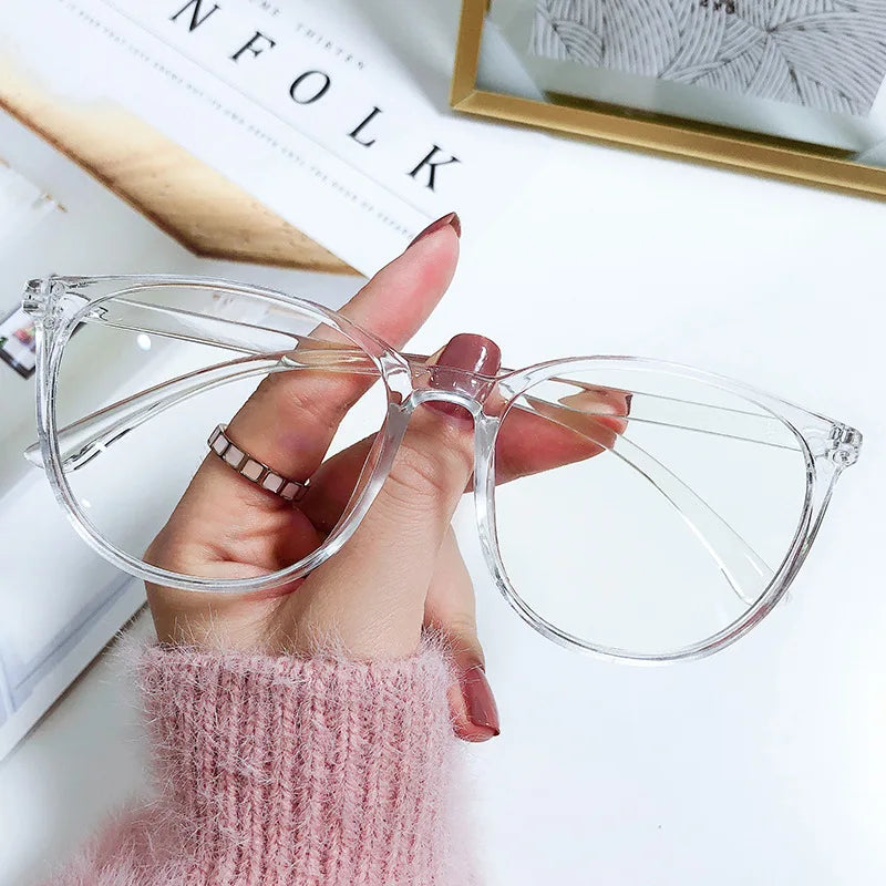Women's Round Frame Blue Light Blocking Myopia Glasses