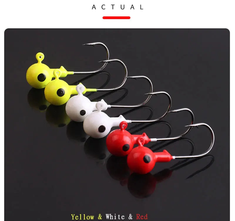 Colorful Fishing Jig Head Hooks with Soft Lure Compatibility