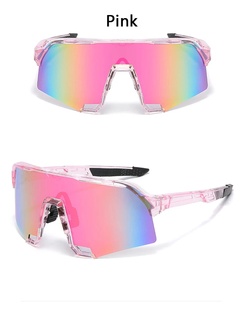 Pinke Anti-UV-Sport-Riding-Sonnenbrille mit Farbverlauf-Linse