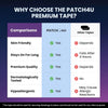 Vergleichstabelle, warum Sie die Patch4U Premium-Tape statt anderer Bänder zur Linderung von Schnarchen wählen sollten.