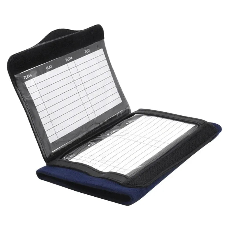 Black football training wrist guard with a clipboard cover showing grid lines for practice notes