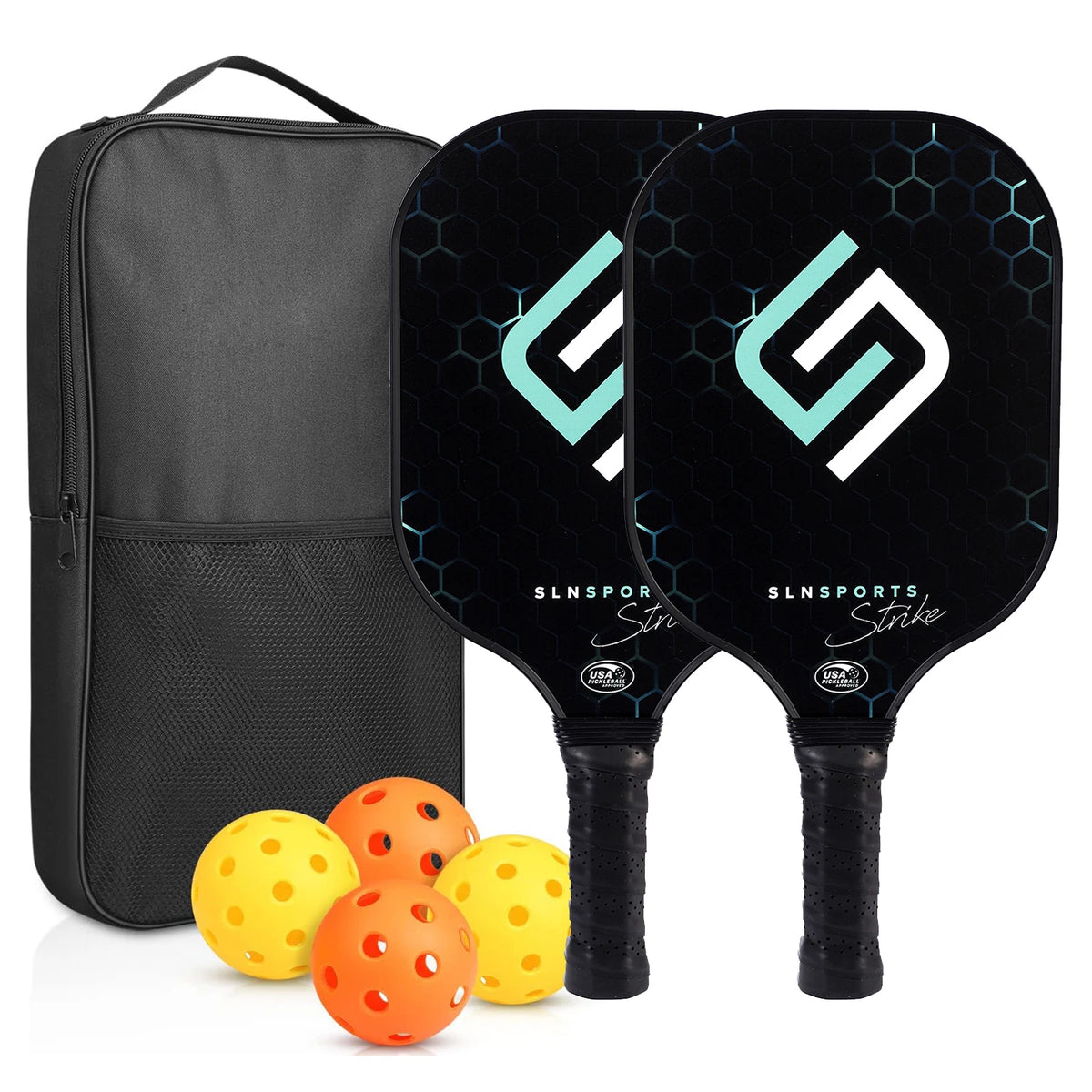2-Piece Fiberglass Pickleball Paddle Set with 4 Balls for Beginners