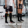 A person is lifting dumbbells in a gym setting, demonstrating compression socks for long periods.