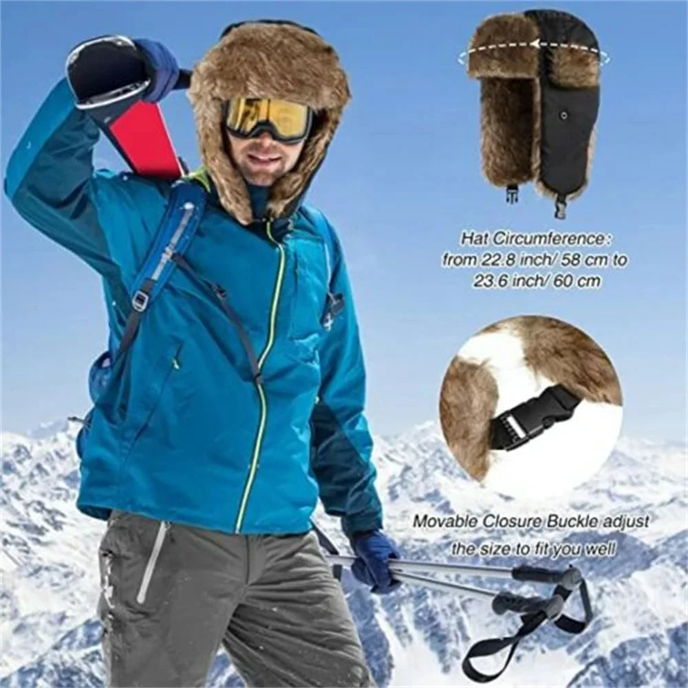 Faux Fur Trapper Hat with Ear Flaps