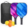 2-Piece Fiberglass Pickleball Paddle Set with 4 Balls for Beginners