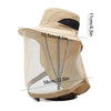Mosquito Net Sun Hat with Wide Brim and Adjustable Chin Strap
