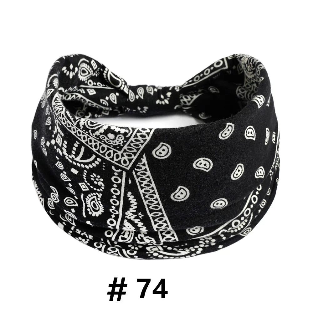 Boho Print Cotton Headbands for Hair and Workout