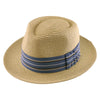 Woven Straw Fedora Hat with Striped Band for Men and Women