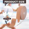 Roll of tan wrinkle smoothing tape shown being used to smooth skin and face.